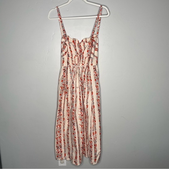 Anthropologie Sweetheart Scallop Midi Sheath Dress Button Floral Stripe NWT 14 - Picture 8 of 12